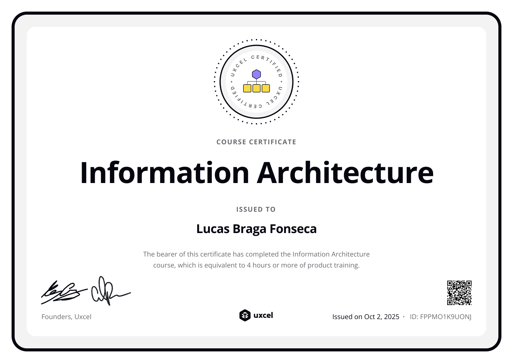 Lucas Braga's certificate
